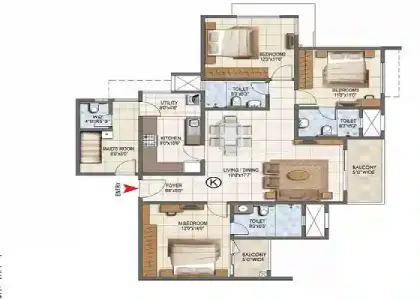 Godrej Aveline 3 BHK Apartment Floor Plan by Godrej Properties located at Yelahanka, Bangalore Karnataka