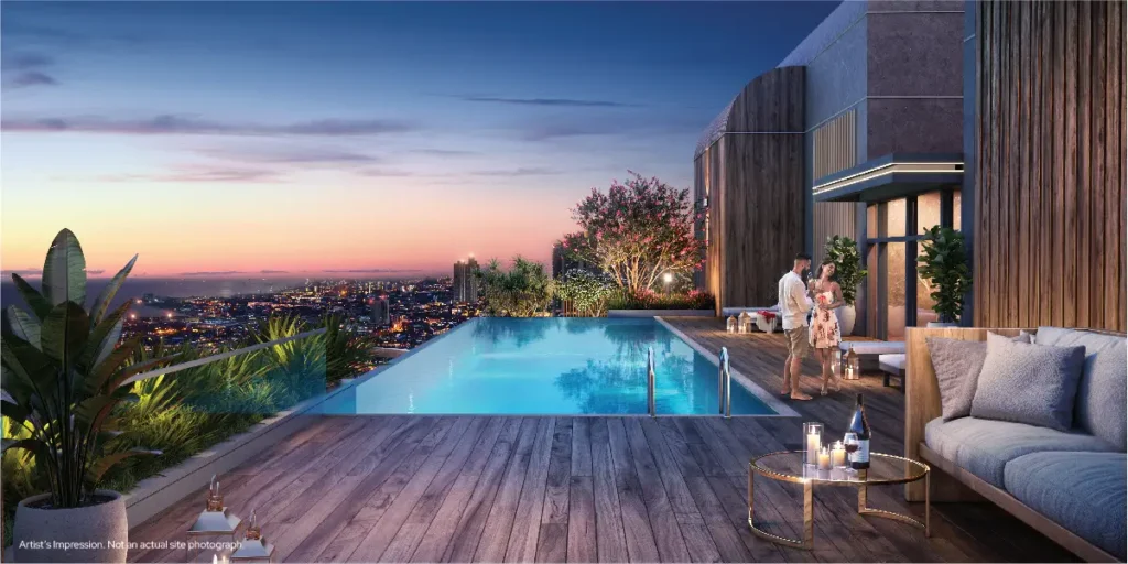 Godrej Aveline Apartment roof top swimming pool by Godrej Properties located at Yelahanka, Bangalore Karnataka